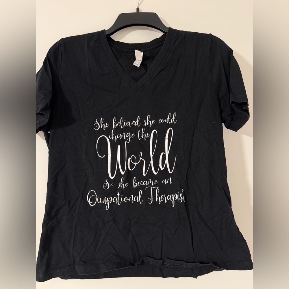 Black V-Neck Women's Top